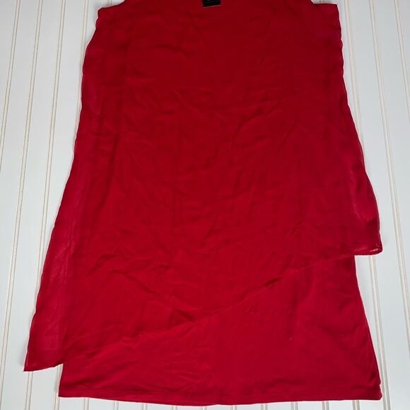 JM Collection Petite Asymmetrical-Overlay Necklace Dress Red Size PL NWT - Picture 5 of 12